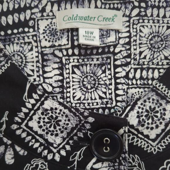 Coldwater Creek Black & White Lined Button Up 3/4 Sleeve Jacket Women's size 18W - Picture 3 of 8